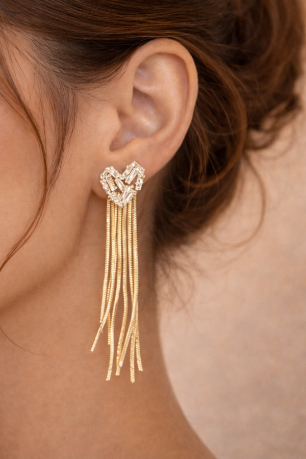 crystal heart tassel drops