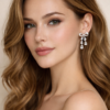 crystal bow drop earrings