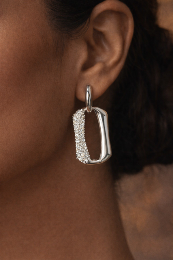 crystal bow drop earrings