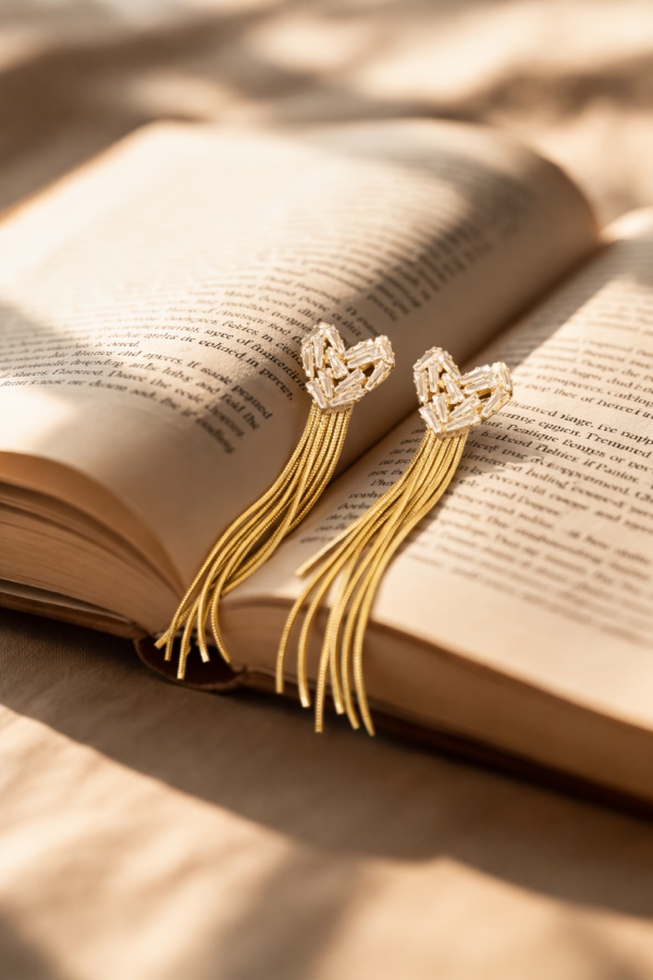 crystal heart tassel drops