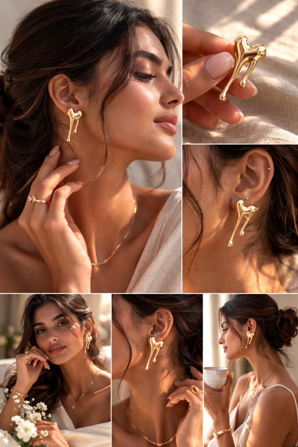 liquid heart drop studs