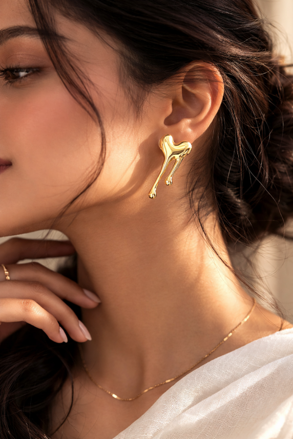 liquid heart drop studs