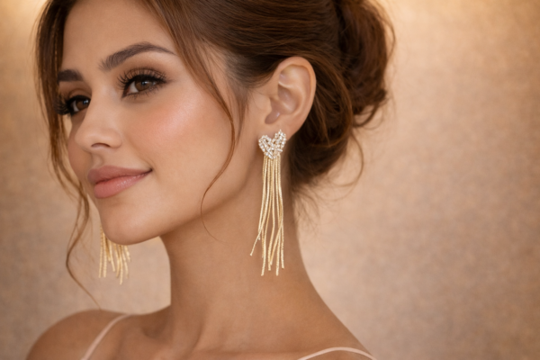 crystal heart tassel drops