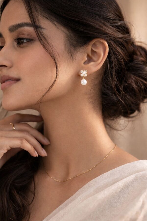 pearl bloom drop earrings