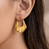 stainless steel gold plated wing pearl earrings