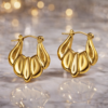 stainless steel gold plated wing pearl earrings