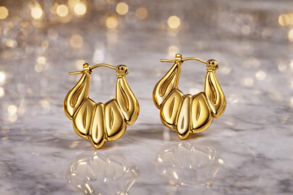 stainless steel gold plated wing pearl earrings