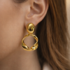 stainless steel gold plated twisted loop drop earrings