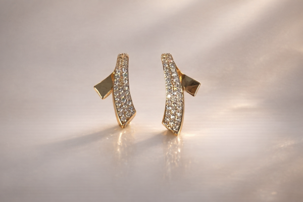 lumifold crystal ribbon earrings – korean style anti tarnish daily wear studs