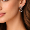 elegant crystal halo teardrop silver plated earrings – stainless steel minimalist drop earrings