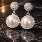 elegant crystal halo teardrop silver plated earrings – stainless steel minimalist drop earrings