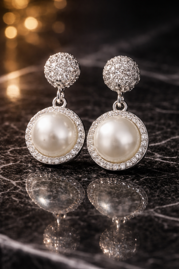 elegant crystal halo teardrop silver plated earrings – stainless steel minimalist drop earrings