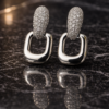 elegant crystal halo teardrop silver plated earrings – stainless steel minimalist drop earrings