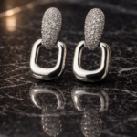 elegant crystal halo teardrop silver plated earrings – stainless steel minimalist drop earrings