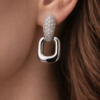 elegant crystal halo teardrop silver plated earrings – stainless steel minimalist drop earrings