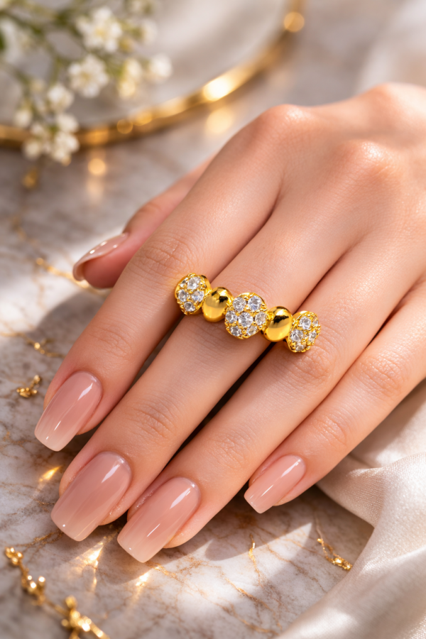 celeste spark gold plated crystal ring – multi stone statement ring