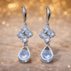 sparkling floral drop earrings – stainless steel silver plated crystal dangle earrings