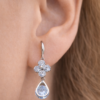 sparkling floral drop earrings – stainless steel silver plated crystal dangle earrings