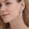 sparkling floral drop earrings – stainless steel silver plated crystal dangle earrings