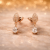 sparkling floral drop earrings – stainless steel silver plated crystal dangle earrings
