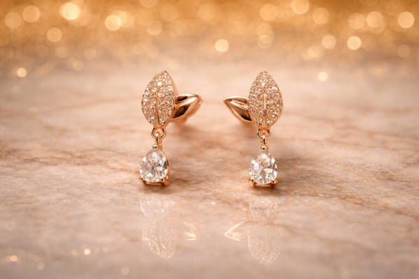 sparkling floral drop earrings – stainless steel silver plated crystal dangle earrings