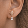 sparkling floral drop earrings – stainless steel silver plated crystal dangle earrings