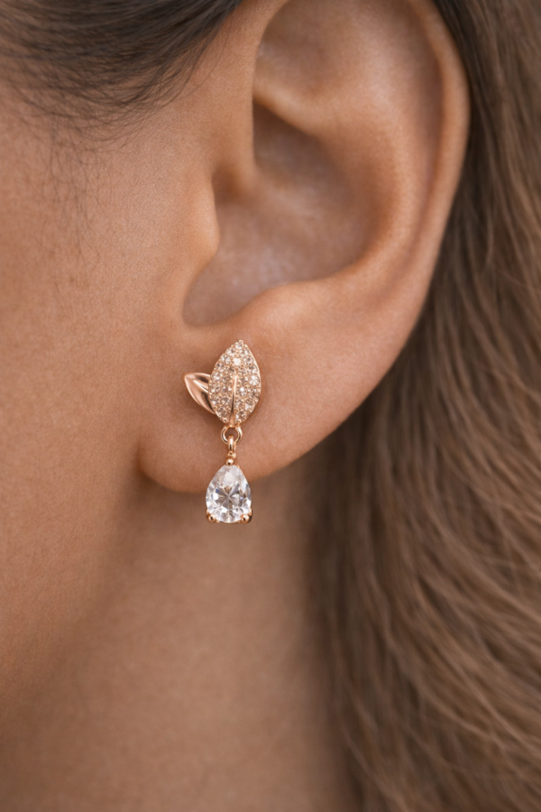 sparkling floral drop earrings – stainless steel silver plated crystal dangle earrings