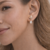 sparkling floral drop earrings – stainless steel silver plated crystal dangle earrings
