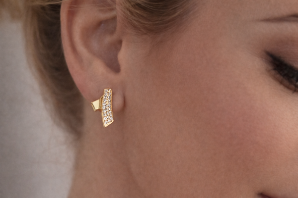 lumifold crystal ribbon earrings – korean style anti tarnish daily wear studs