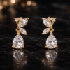 gold plated butterfly stone drop earrings