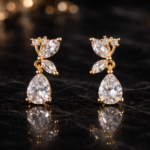 gold plated butterfly stone drop earrings