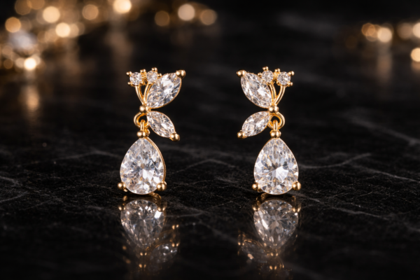 gold plated butterfly stone drop earrings